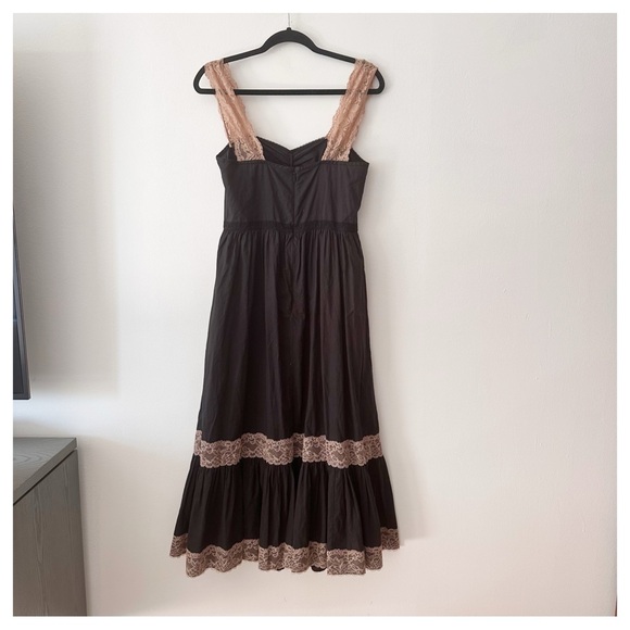 Gucci Lace-Trim Cotton Maxi Dress black size 40 - Picture 4 of 9